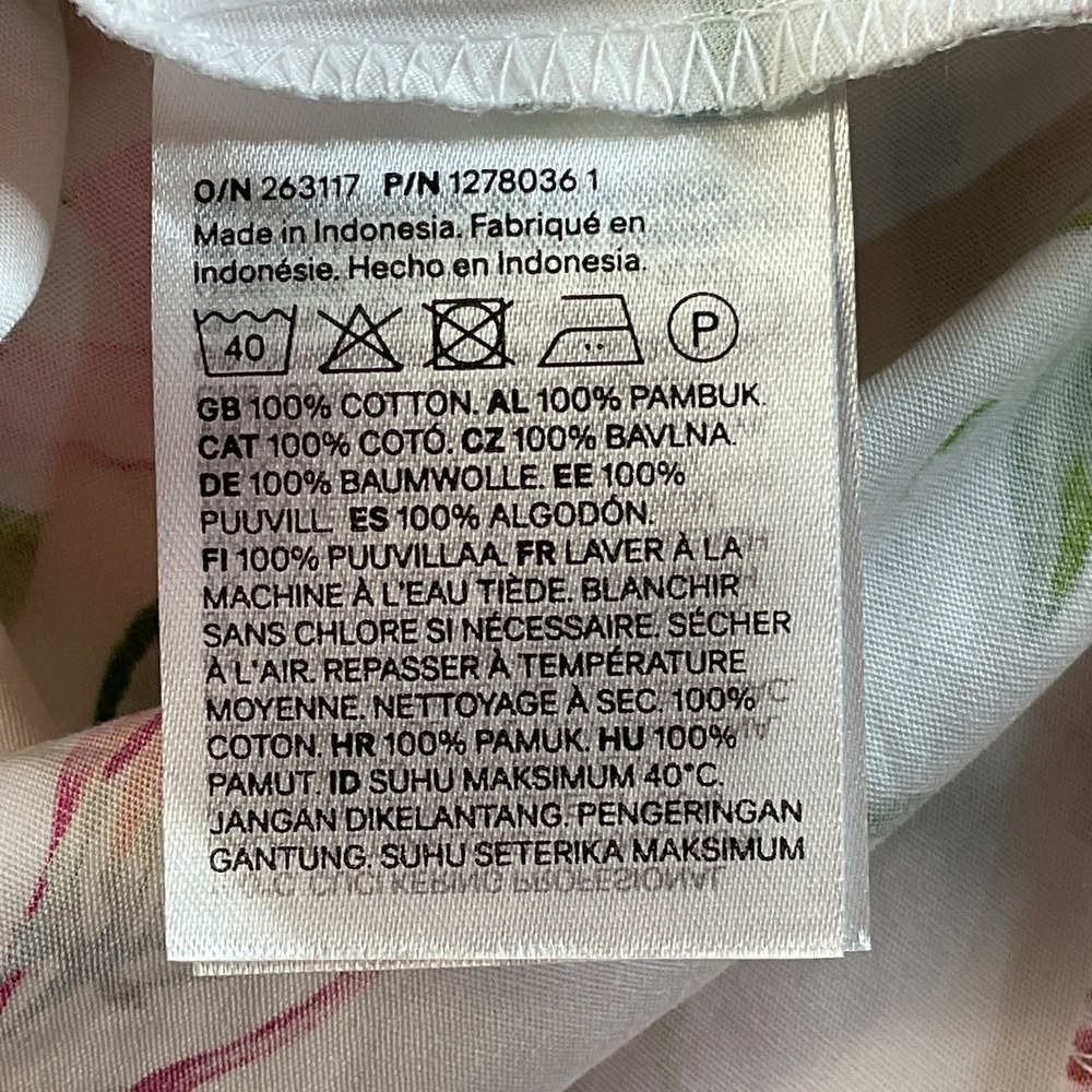 H&M Floral Cotton Midi Sundress White Pink Yellow Smocked Back Strappy Womens M - Picture 5 of 16
